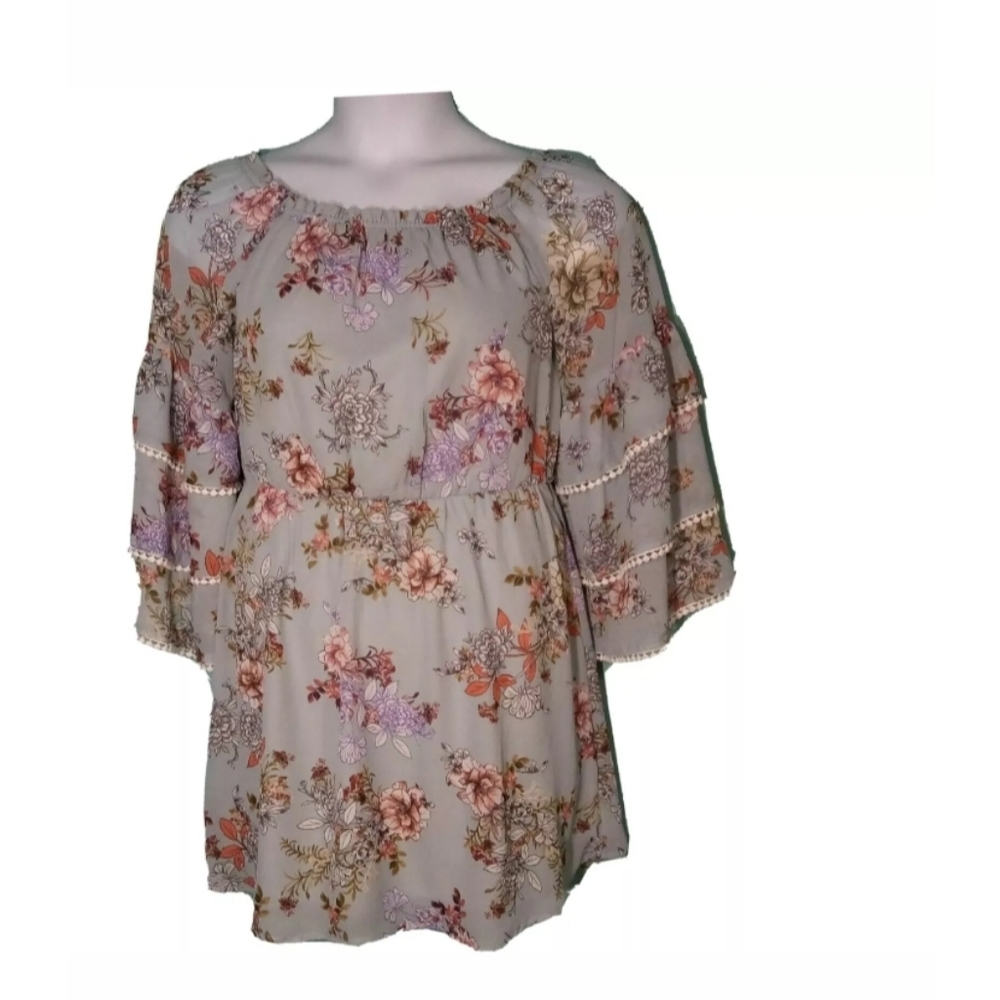 Bailey Blue Floral  Boho Peasant Dress